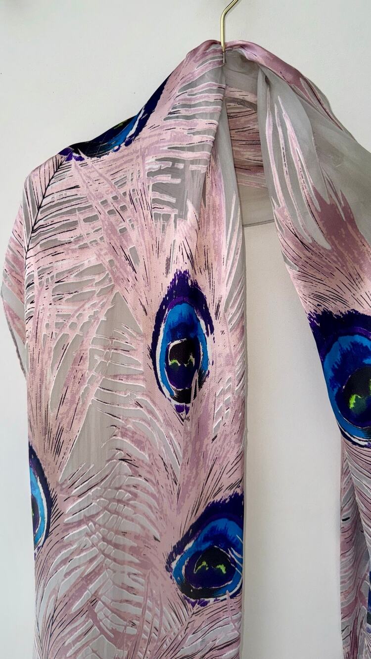 Cynthia Rowley Peacock 100% Silk Scarf –